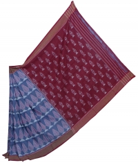 Gray and maroon sambalpuri handloom cotton saree