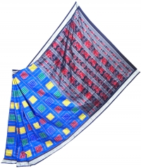 Blue, red and yellow  aswini silk saree