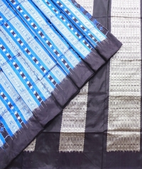 Blue and black  sambalpuri silk saree