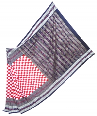 Red, white and black sambalpuri silk saree