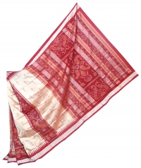 Gray and maroon  handwoven polyster and silk mix saree