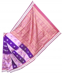 Amaranth pink, violet and maroon  handwoven polyster and silk mix saree