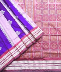 Amaranth pink, violet and maroon  handwoven polyster and silk mix saree