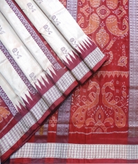 Gray and maroon  handwoven polyster and silk mix saree