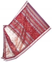 Gray and maroon  handwoven polyster and silk mix saree