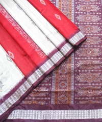 Gray and maroon  handwoven polyster and silk mix saree