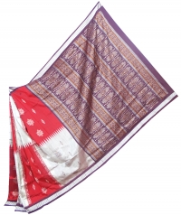 Gray and maroon  handwoven polyster and silk mix saree