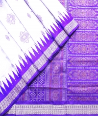 Violet and pale lilac  handwoven polyster and silk mix saree