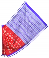 Maroon and violet  handwoven polyster and silk mix saree