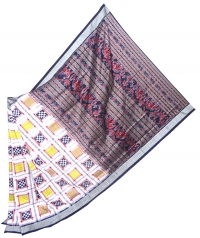 White and black handwoven sambalpuri aswini ikat saree