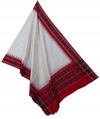 White red sambalpuri handloom cotton dupatta