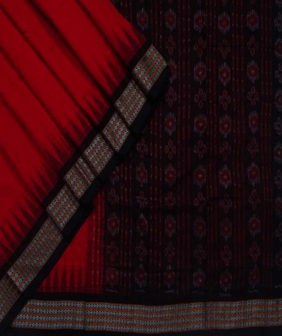 Red Ikkat Sambalpuri Silk Saree | A111102624 – Priyadarshini Handloom
