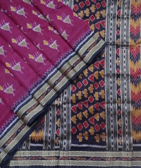 Mulberry and black khandua silk saree