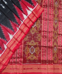 Black and red  khandua silk saree
