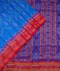 Azure blue and red  khandua silk saree
