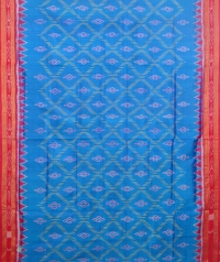 Azure blue and red  khandua silk saree
