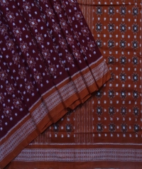 Maroon and brown sambalpuri handloom cotton saree