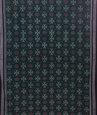 Green and black sambalpuri handloom cotton saree