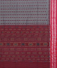 Gray and maroon sambalpuri handloom cotton saree