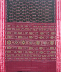Green and maroon sambalpuri handloom cotton saree