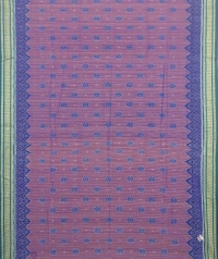 Brown and violet sambalpuri handloom cotton saree