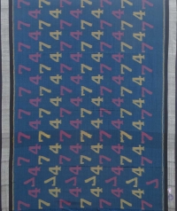 Blue and black sambalpuri handloom cotton saree