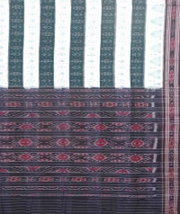 Green and black sambalpuri handloom cotton saree