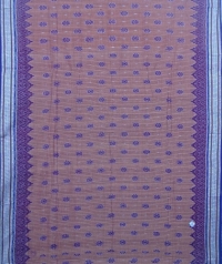 Brown and green sambalpuri handloom cotton saree