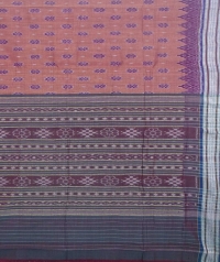 Brown and green sambalpuri handloom cotton saree