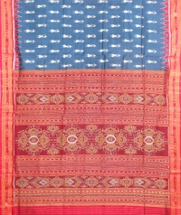 Yale blue and red  khandua silk sare