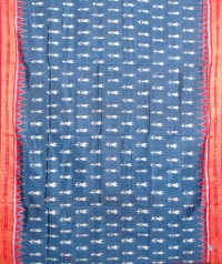 Yale blue and red  khandua silk sare