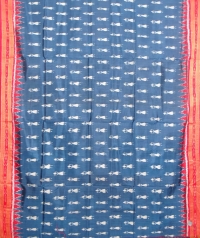 Yale blue and red  khandua silk sare