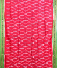 Cerise pink and green khandua silk saree