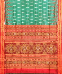 Green and red khandua silk saree