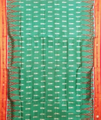 Green and red khandua silk saree