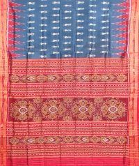 Yale blue and red  khandua silk sare