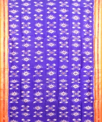 Blue and orange khandua silk saree