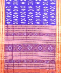 Blue and orange khandua silk saree