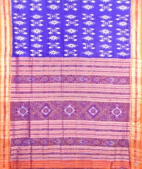 Blue and orange khandua silk saree