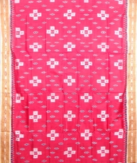 Red and cream khandua silk saree