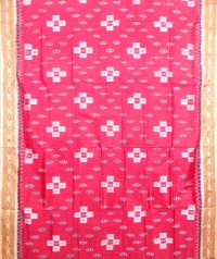 Red and cream khandua silk saree