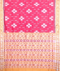 Red and cream khandua silk saree