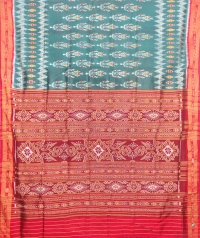 Green and red khandua silk saree