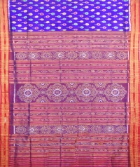 Blue and red khandua silk saree