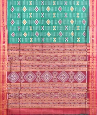 Green and red khandua silk saree