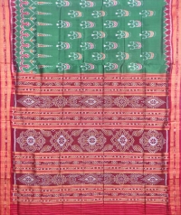 Green and red khandua silk saree