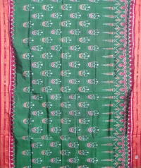 Green and red khandua silk saree