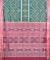 Green and maroon khandua silk saree