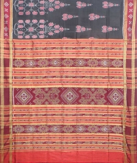 Black and red khandua  silk saree