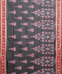 Black and red khandua  silk saree